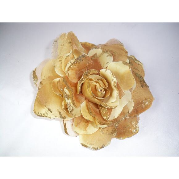 Gold flower hair clip, flower headpiece  flower hair clip hairpiece - Picture 3 of 5